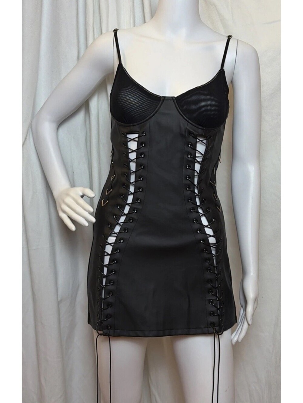 Voight x MBM Goth Punk Stretch Vegan Leather Mini Dress S
